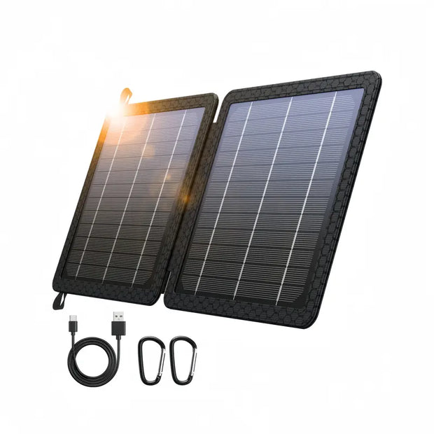 10W Solar Panel Portable Solar Charger(5V/2A Max), Waterproof IP65 Foldable Solar Panel with Dual Smart USB Output Compatible with Iphone Xs/X/8/7, Ipad, Samsung for Outdoor Hiking Camping Backpacking Smartphone Cellphone